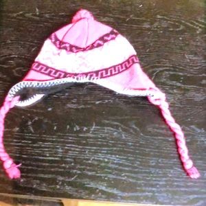 MOVING SALE❤️ NO HAGGLING LITTLE GIRL BLACK PINK WHITE WINTER TIE NECK HAT.